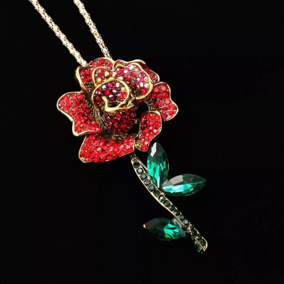Rose Brooch Necklace - Picture 2 of 4